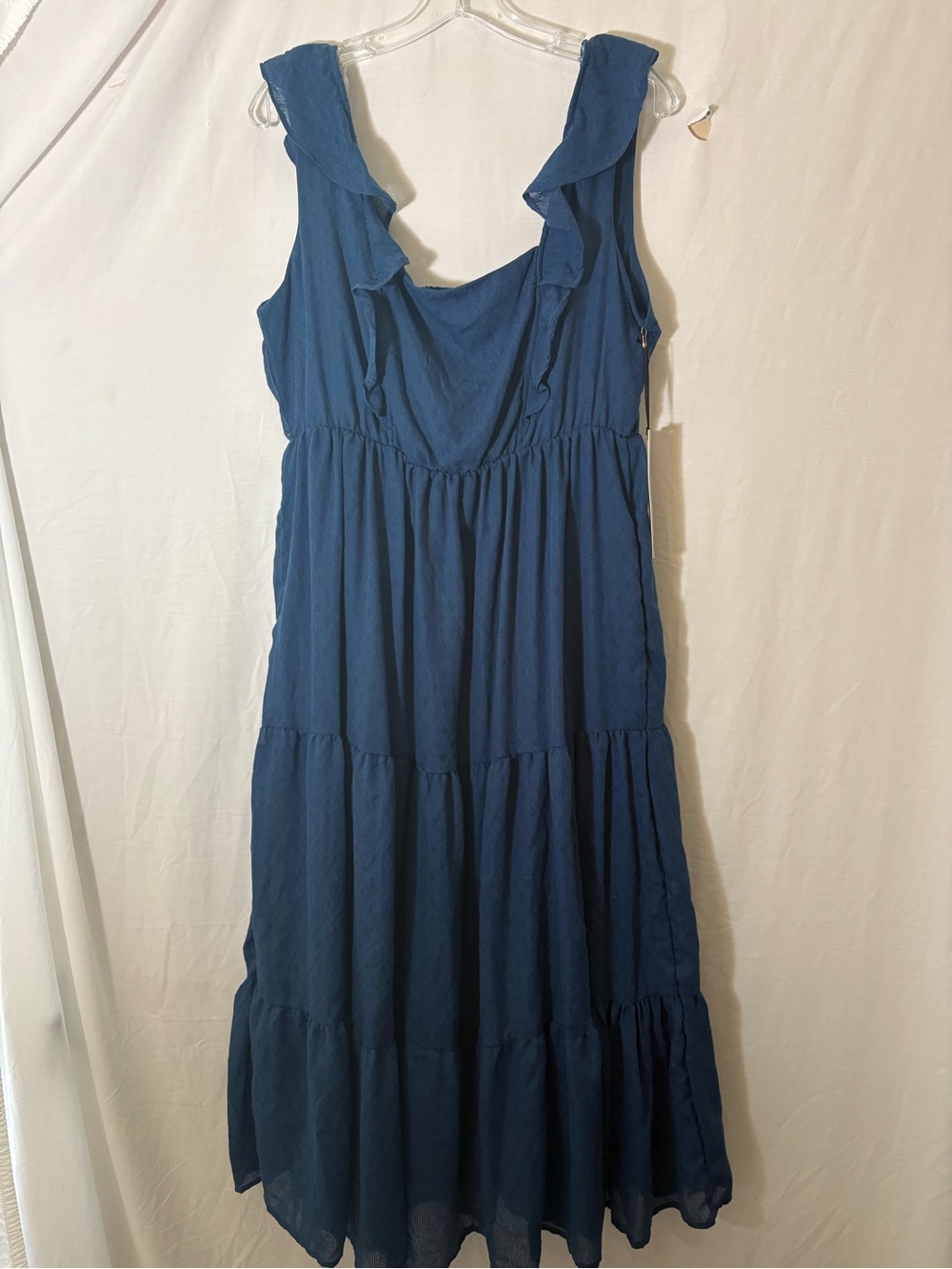 Ruffled Tiered Maxi Dress in Navy Blue